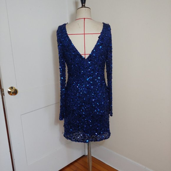Aidan Mattox Sapphire Sequin Dress - Picture 3 of 9